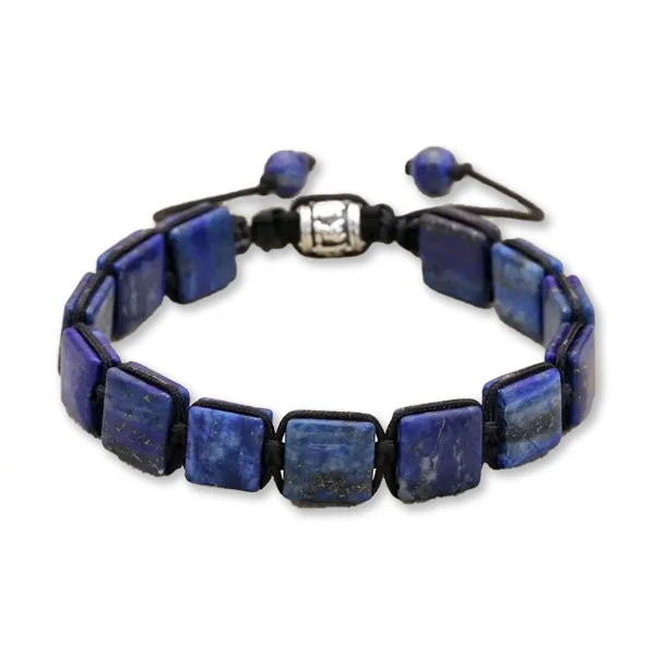 Bracelet Lapis Lazuli Pierres Rectangulaires Pour Homme et Femme sur fond blanc kaosix