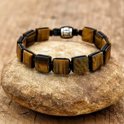 Bracelet Œil de Tigre Pierres Rectangulaires Pour Homme et Femme pierre kaosix