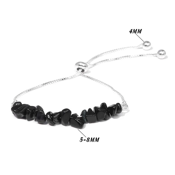 Bracelet chips baroque 8 pierres au choix agate noire kaosix