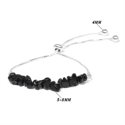 Bracelet chips baroque 8 pierres au choix agate noire kaosix