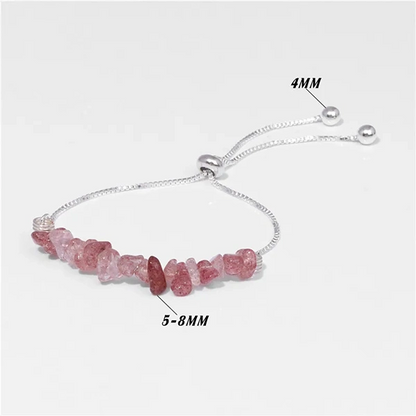 Bracelet chips baroque 8 pierres au choix quartz fraise kaosix