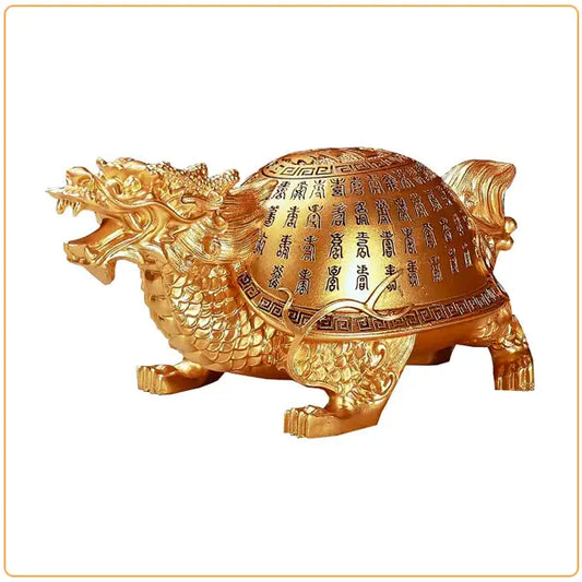 Statuette Tortue Dragon Feng Shui Prospérité et Longévité sur fond blanc kaosix